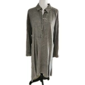 Cupio Grey Size XL Flowy Asymetrical  Minimalist Long Sleeve Dress